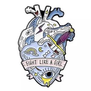 1 LEFTβΌοΈ Fight Like a Girl Enamel Pin Fantasy Anatomical Heart Feminism Brooch